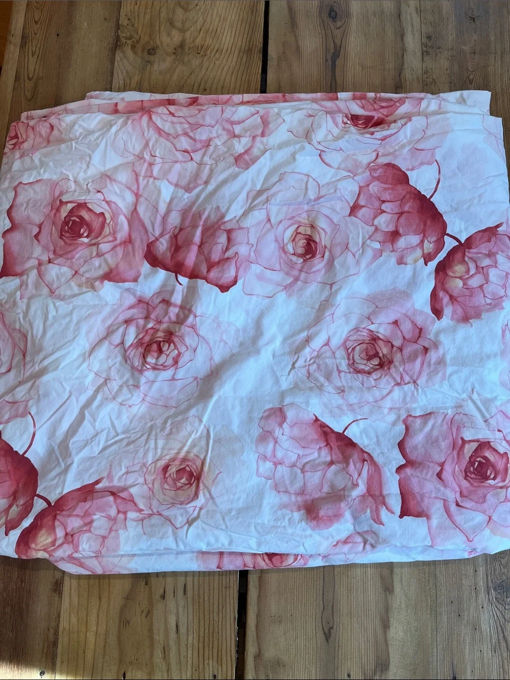 GARNET HILL *Double/Queen* Pink Rose Petal Printed Duvet Cover 100% Cotton